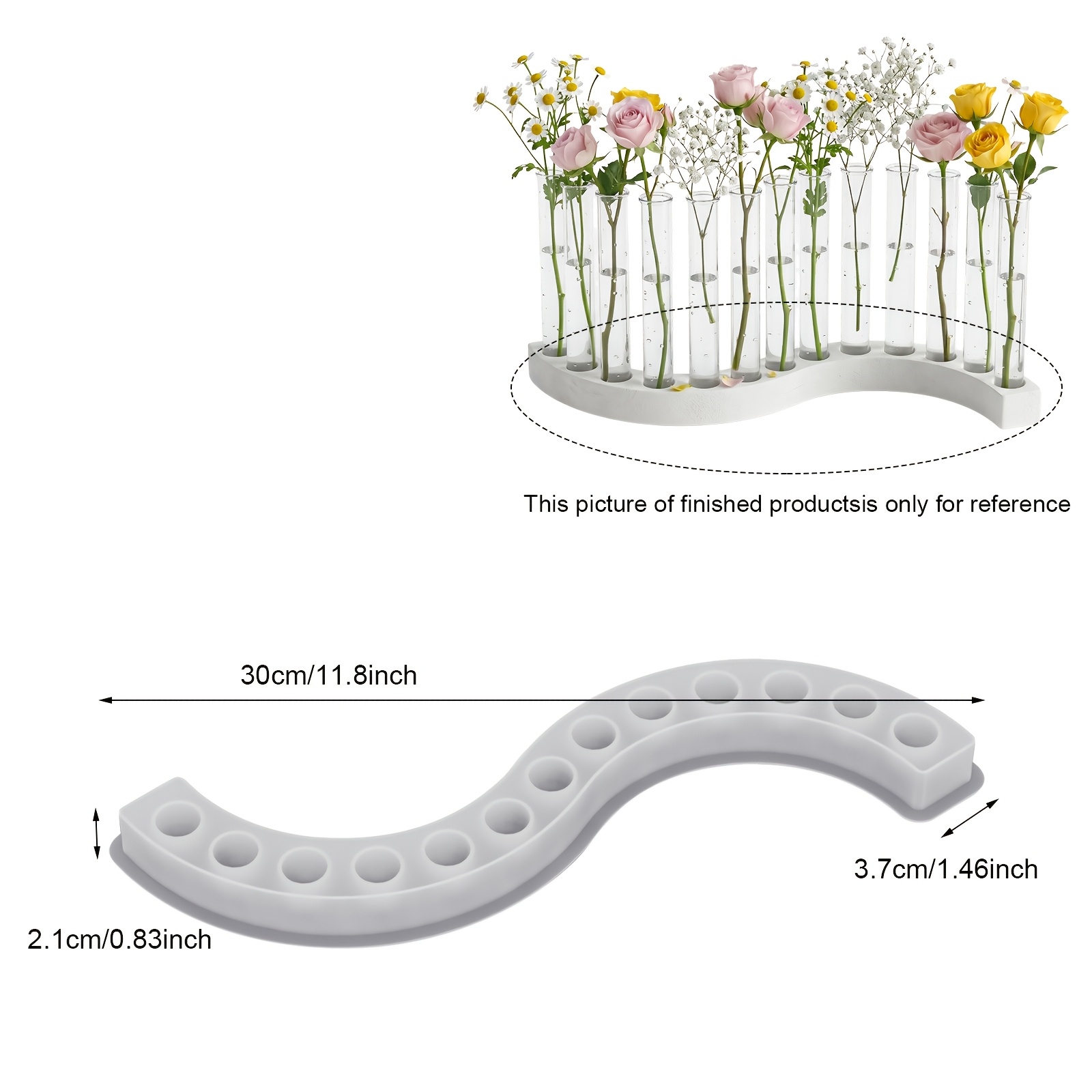 Image of Curved Hydroponic Vase Silicone Mold, 13-hole Test Tube Flower Stand Resin Mold For Diy Desktop Plant Propagation Station, Home Decor Craft Supplies