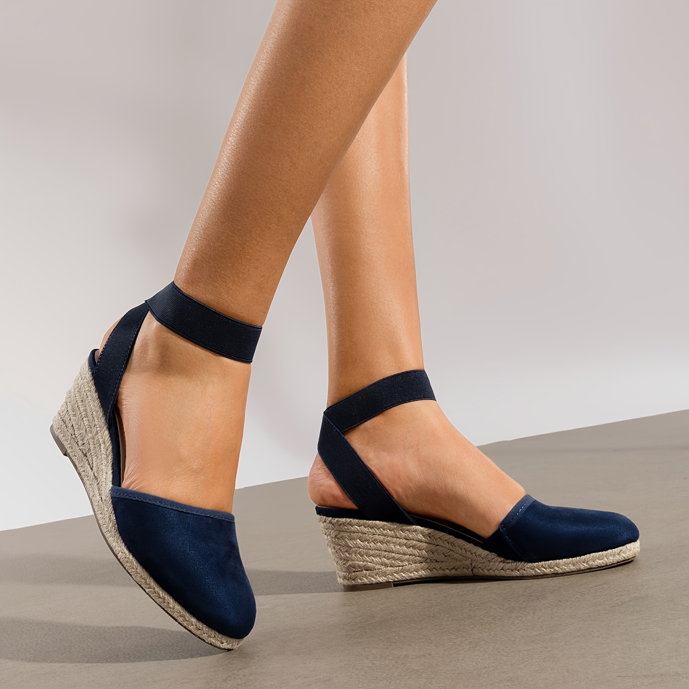 womens elastic ankle strap espadrilles stylish and comfortable fashion wedge sandals breathble for outdoor walking fashion outdoor shoes and off suitable for different occasions details 9