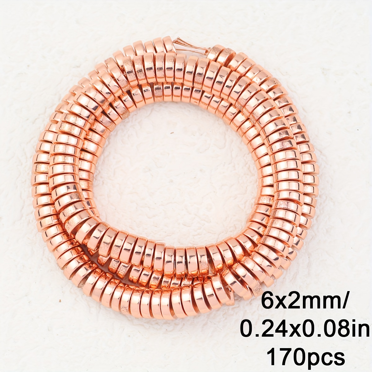 TEMU A Strand Of 3/4/6/8mm Red Copper Flat Round Spacer Beads Natural Hematite Black Gallstone Perforated Spacer Beads For Handmade Bracelet Necklace