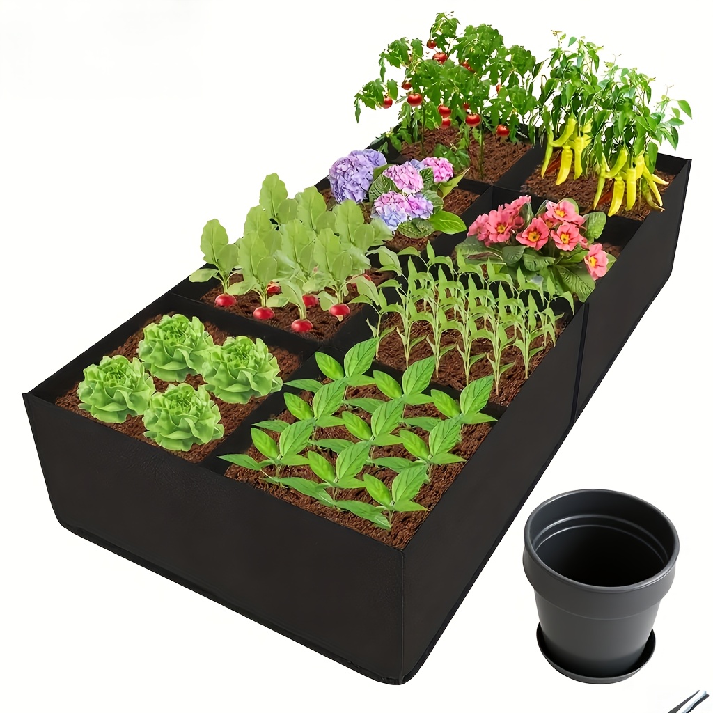 1 garden planting bed 128 gallon 8 compartment grow bag raised garden bed durable rectangular planting containers for vegetables potatoes flowers for outdoor indoor gardening planters