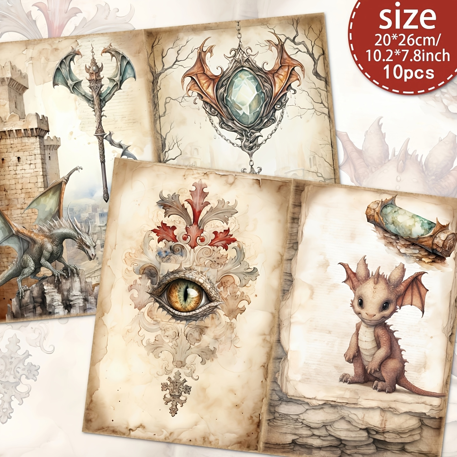 TEMU 10 Sheets A4 Vintage-inspired Scrapbooking Paper Set, Handcrafted Junk Journal And Decorative Craft Paper, Craft Supplies Scrapbooking Supplies,
