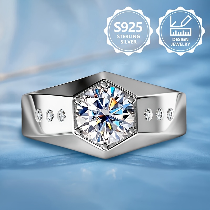 TEMU 925 Sterling Silver Total Weight Of The Product (3.80g) Exquisite Fashion Ring For Ladies, Set With Moissanite, Luxurious, Delicate, Elegant,