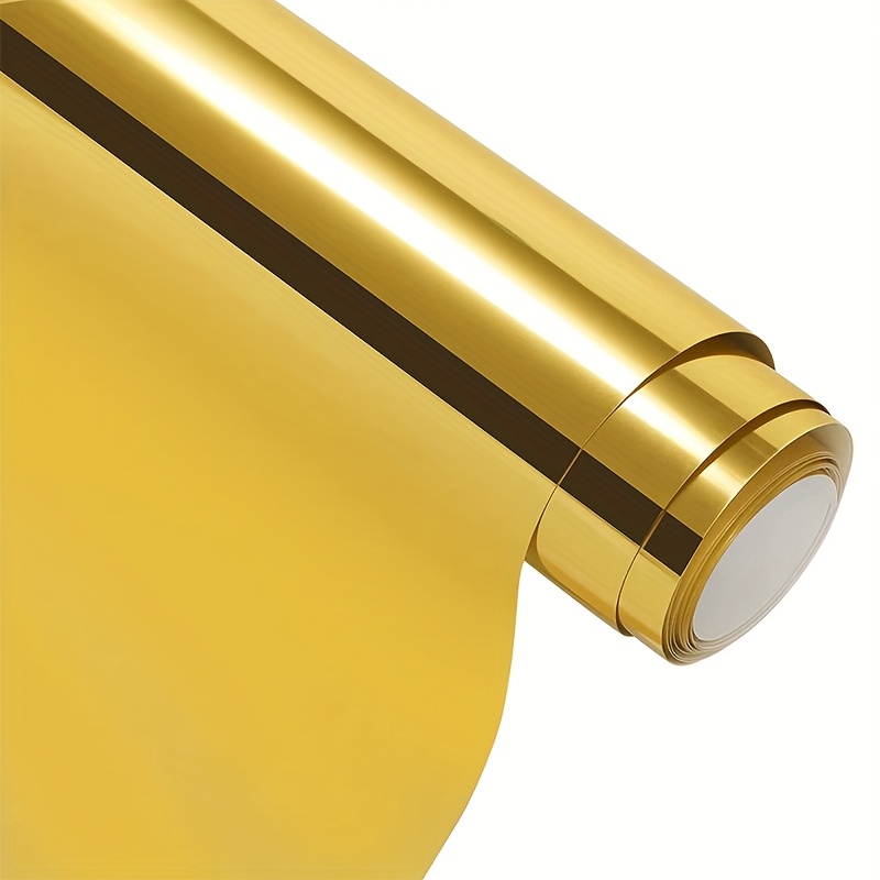 Image of Premium Mirror Golden Permanent Vinyl Roll 12" X 5ft (. 30..5 M) - Vinyl Metal Outdoor Permanent Vinyl For All Cutters - Self-adhesive Vinyl Rolls For Home Additions, Party Additions, Mugs, Windows