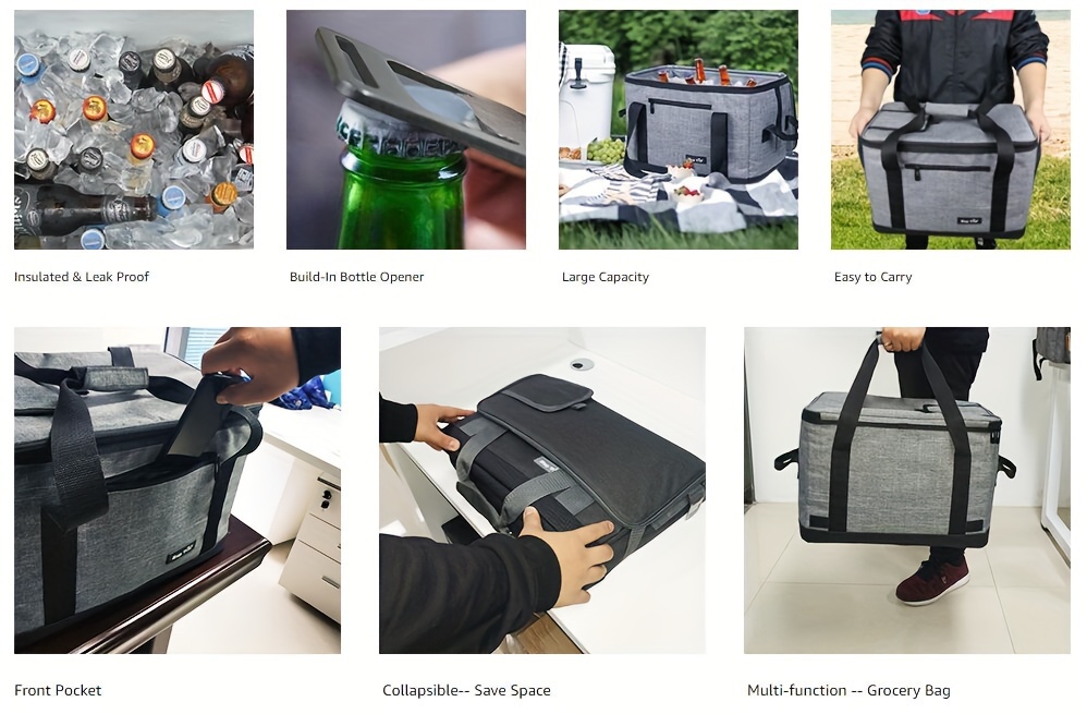 [30L Soft Cooler] 40-Can 30L Large Soft Cooler Bag | Insulated Lid, Durable Handle, Outdoor Essentials | Reusable Grocery Tote for Outdoor Travel, Hiking, Beach Picnics & BBQ Parties