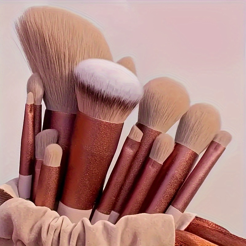 

13pcs Soft & Fluffy Makeup Brush Set - Skin, Hypoallergenic Nylon Bristles For , Beginners And Students, Ideal For Foundation, Eye Shadow, Concealer, Blush Application