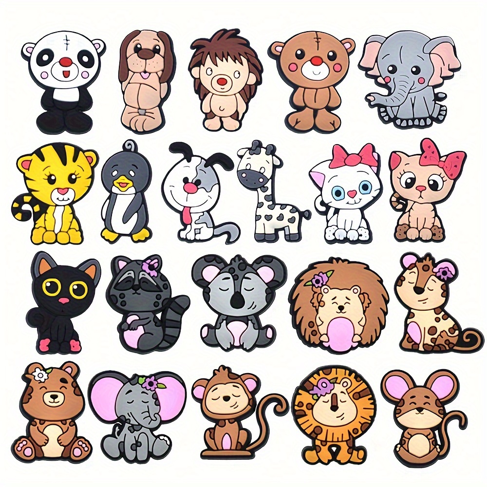 Image of 21pcs/set Animal Giraffe Lion Elephant Shoe Charms Pin Decorations Fit Shoe Additions Wristband Party Gifts