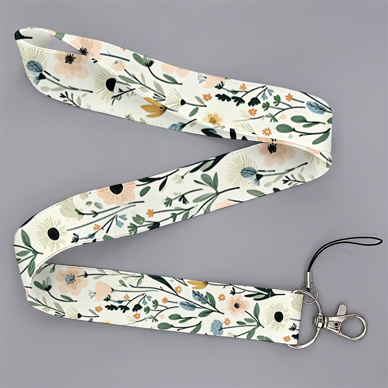 TEMU 2d Flat Lanyard Suitable For Students, Men And Women, Fresh Small Floral Print Unisex Lanyard For Students And Office Workers Fits Phones And Id