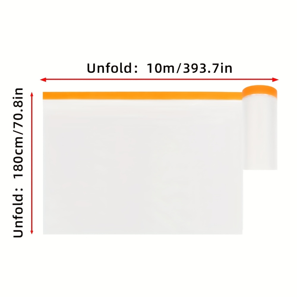 Image of 1 Roll Paint Masking Film, Pre-adhesive Plastic Drop Cloth Tape Suitable For Furniture And Walls, Off, Dustproof, For Painting Projects, Decorative Pattern Adhesive Tape, Removable Masking Film