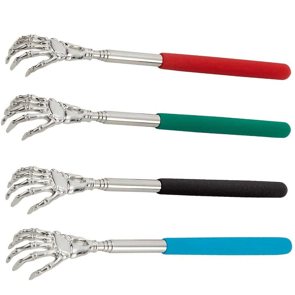 1pc Stainless Steel Extendable Back Scratcher - Telescopic Adjustable 21.08-57.91 cm with Ergonomic Rubber Handle, Portable Manual Itch Relief Tool for Elderly & Adults, Perfect Gift for Thanksgiving Christmas Birthdays, Personal Care Accessory | Sleek Metallic Finish | Durable Construction