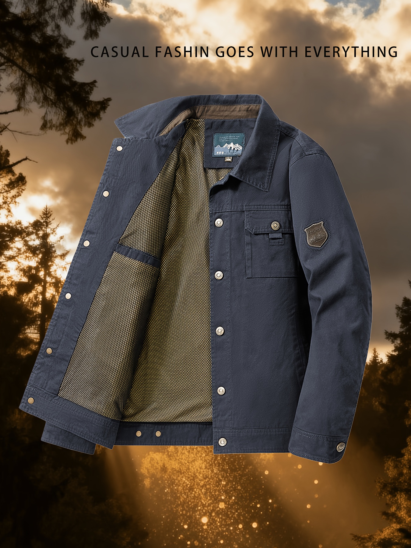 chaqueta de   vintage de   para hombre con  , múltiples bolsillos, para desplazamientos   y uso casual