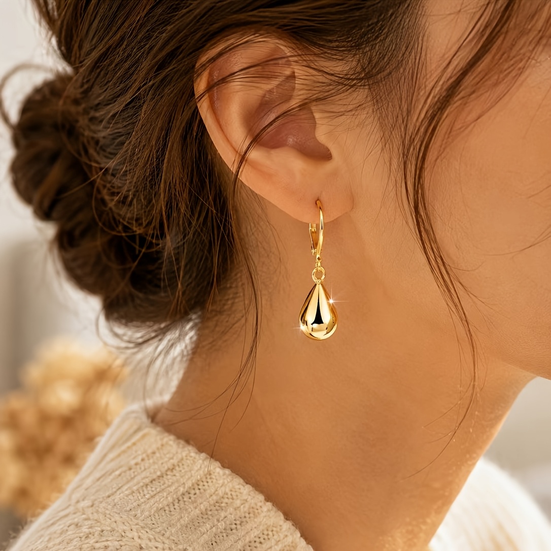 Women's 18K Golden-Plated Teardrop Long Drop Earrings