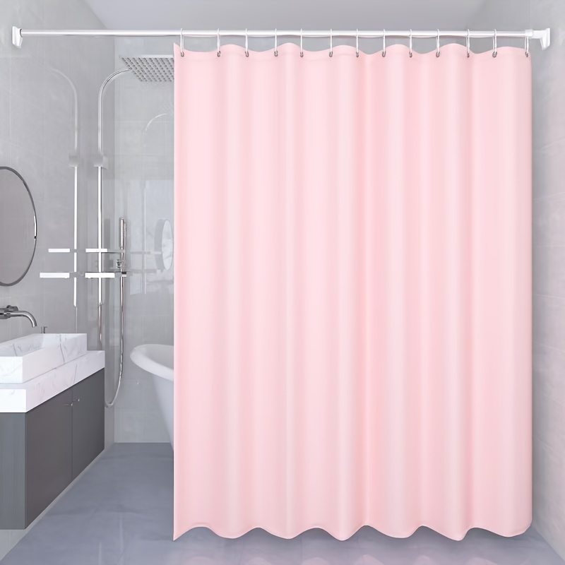 

1pc Pink Waterproof Shower Curtain For Winter, Solid Color Bathroom Curtain, Valentine's Day Romantic Theme Decor, New Year Decoration, Shower Curtain