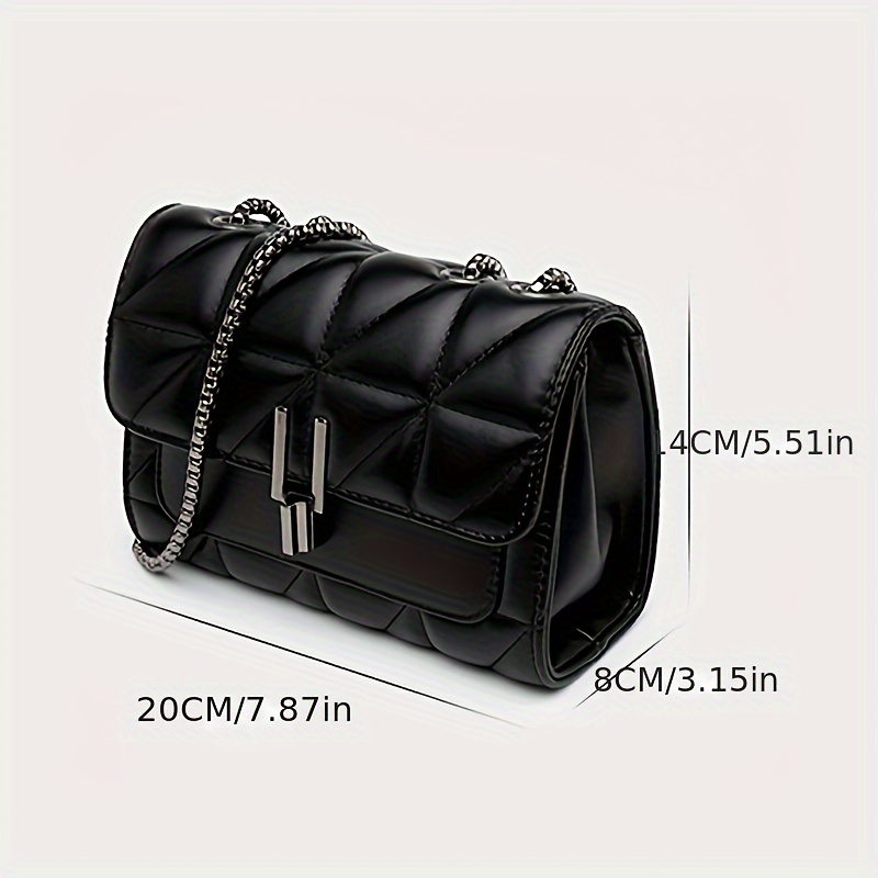 elegant womens shoulder bag with chain strap quilted pu crossbody purse luxury simple underarm bag details 2