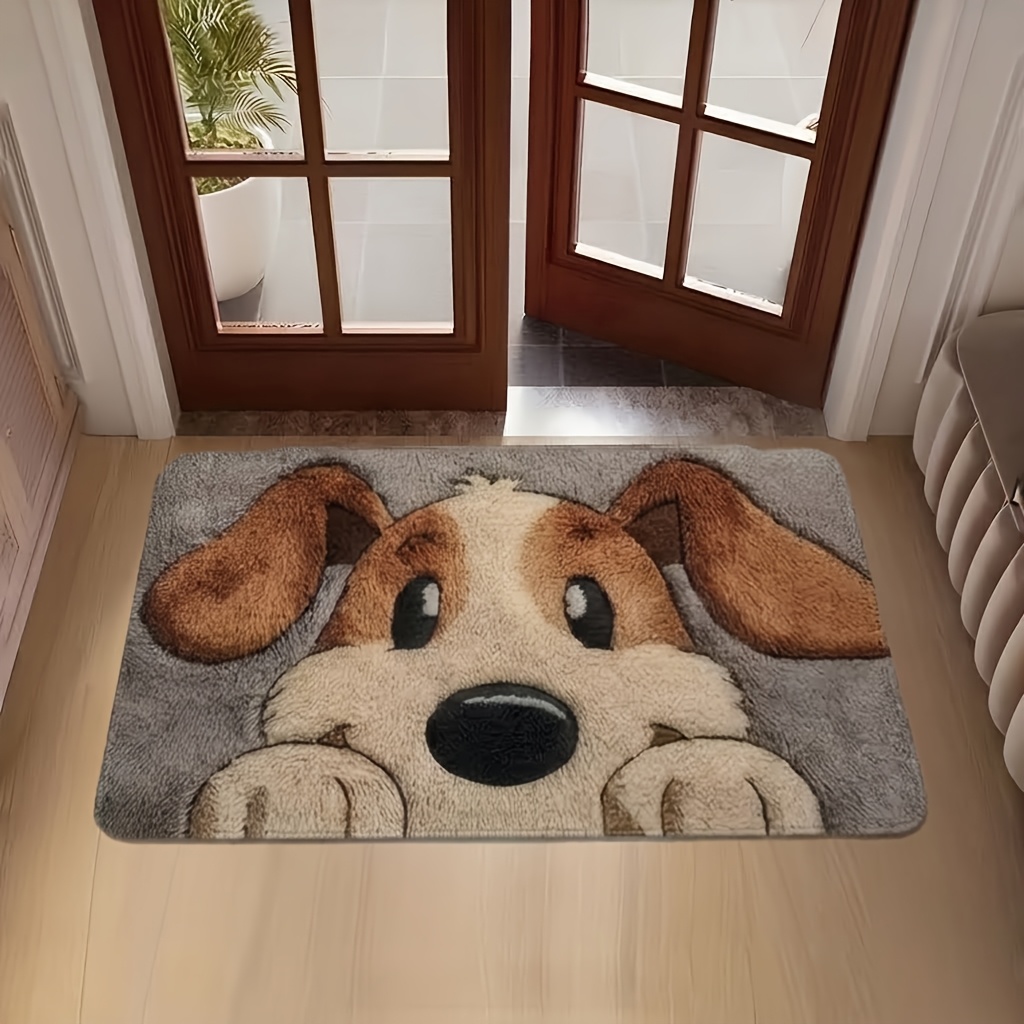 TEMU 1pc Bohemian Suitable For Dog Print Mat - Warm- Non-slip Pvc Backing Entryway Mat, Soft Absorbent Machine Washable Indoor/outdoor Suitable For