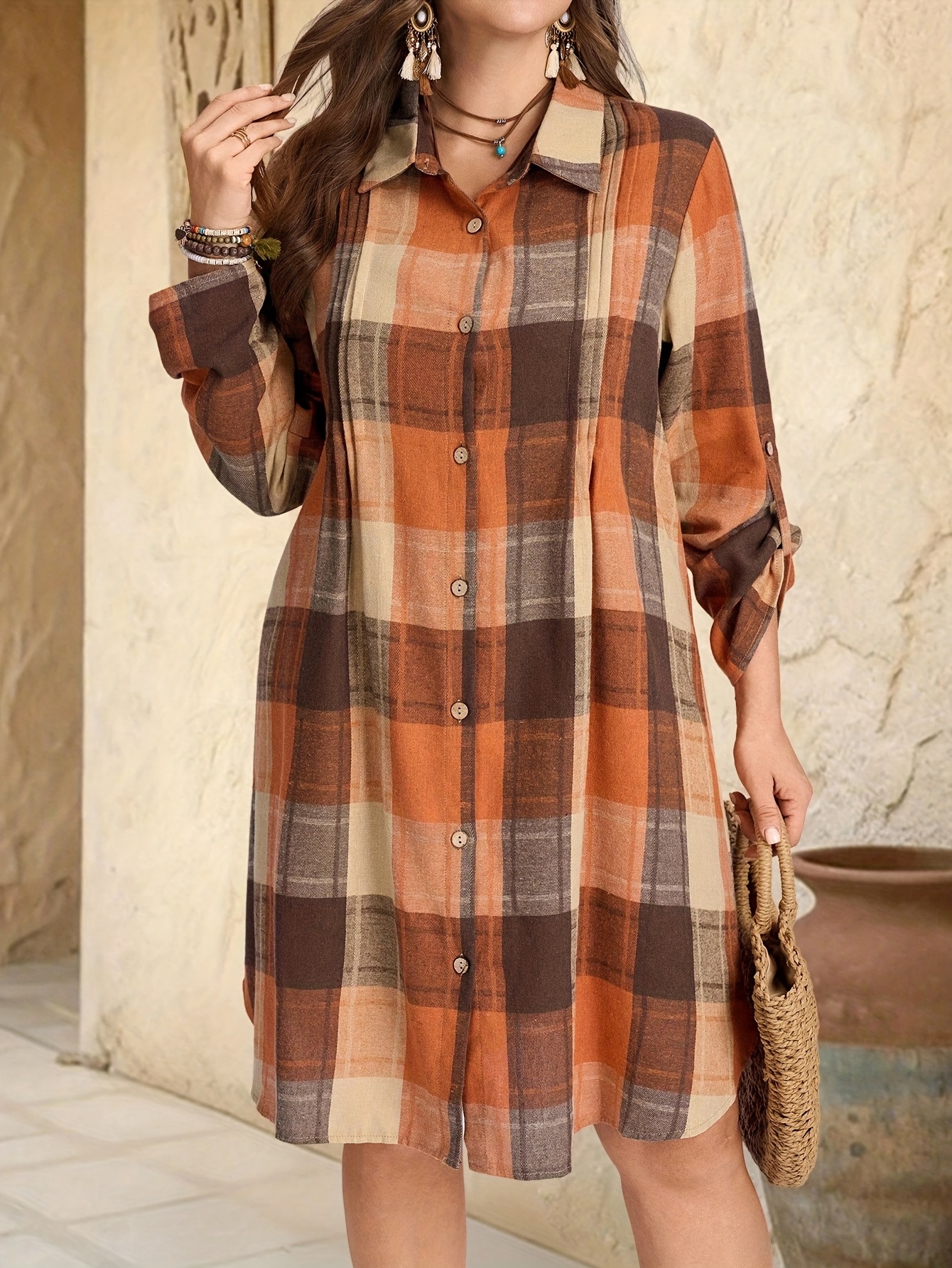 plus size womens plus size elegant collar dress chest - Temu Oman