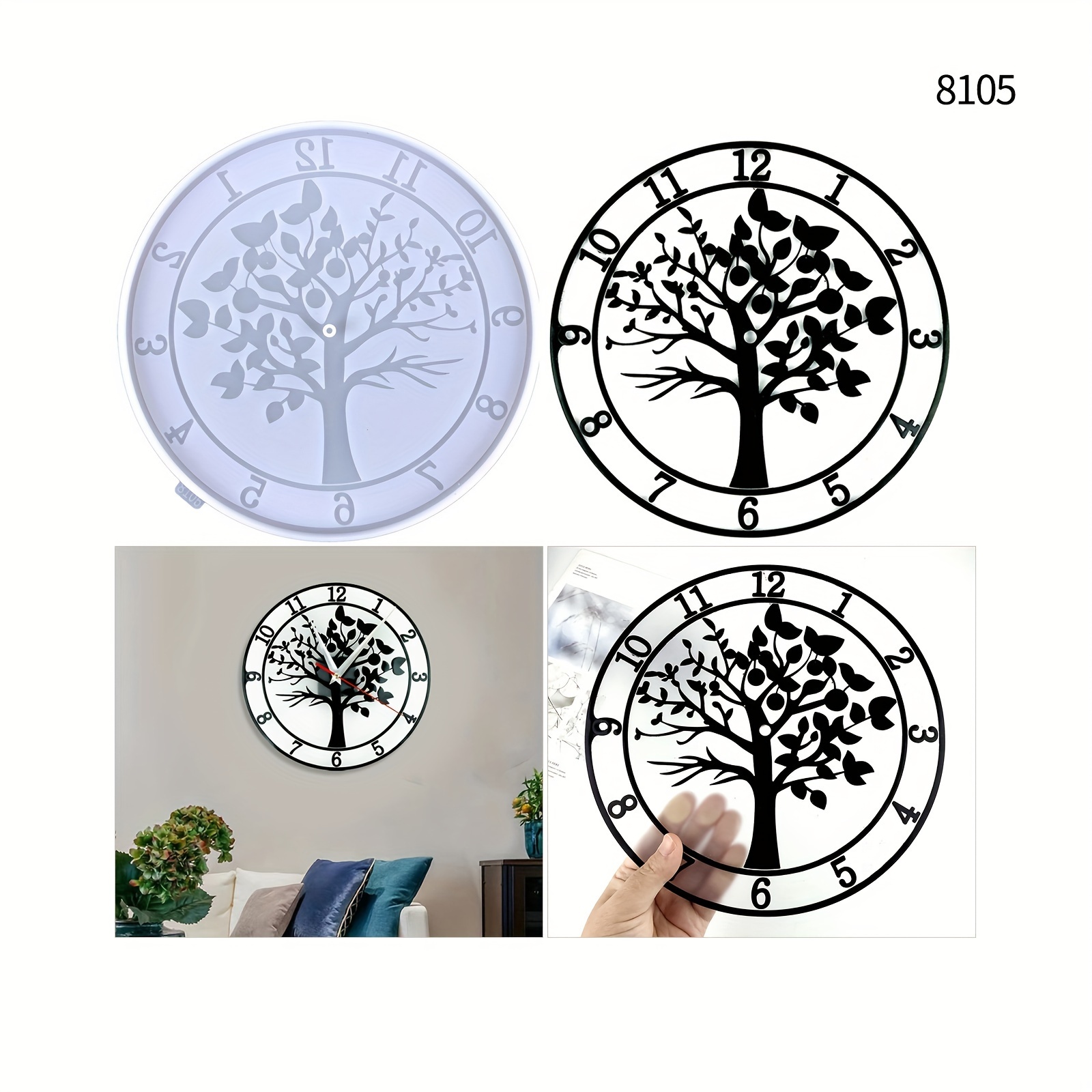 

Life Tree Wall Clock Silicone Mold - Round Resin Casting Mold For Diy Circular Dial Wall Decor