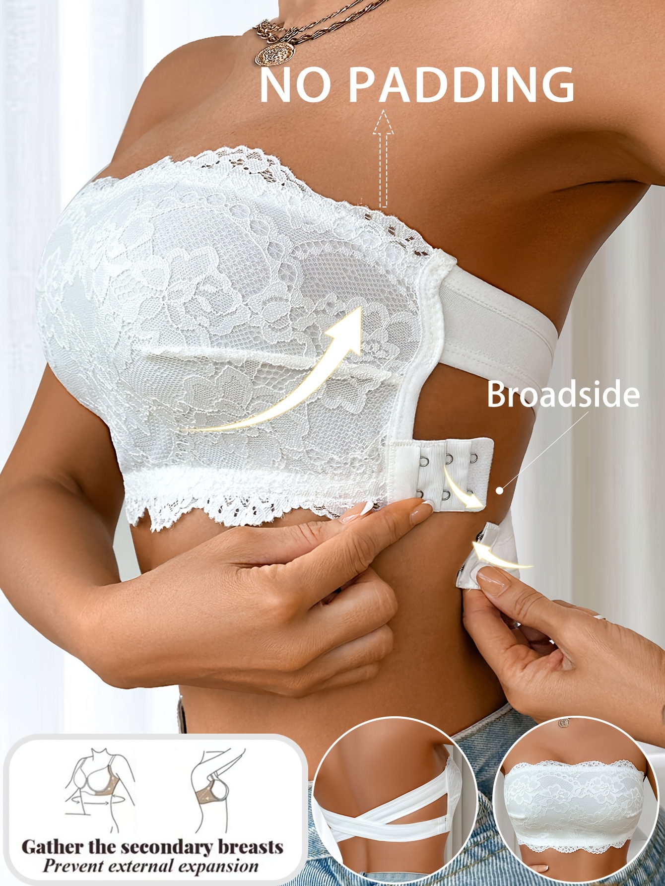 womens lace trimmed wireless no padding bra elegant solid color daily bandeau bra