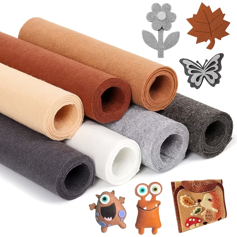 TEMU Brown Felt Roll Set - 7 Colorful Rolls 8 X 35 Inches Mixed Colors 1mm Thick Suitable For Hand Sewing Block Non-woven Fabric Quilting