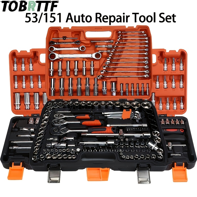 53pcs 151pcs professional car repair toolboxes a portable durable and   ratchet wrench set suitable for   motorcycle maintenance and home industrial repair including a portable case details 1
