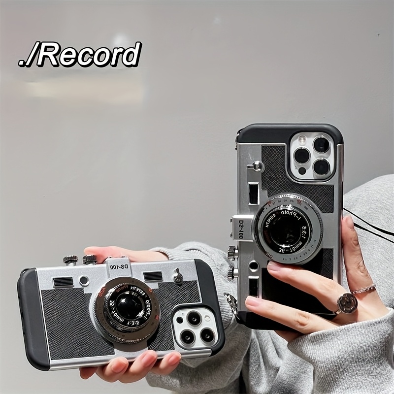 Custodia per telefono a tracolla con fotocamera retrò 3D per