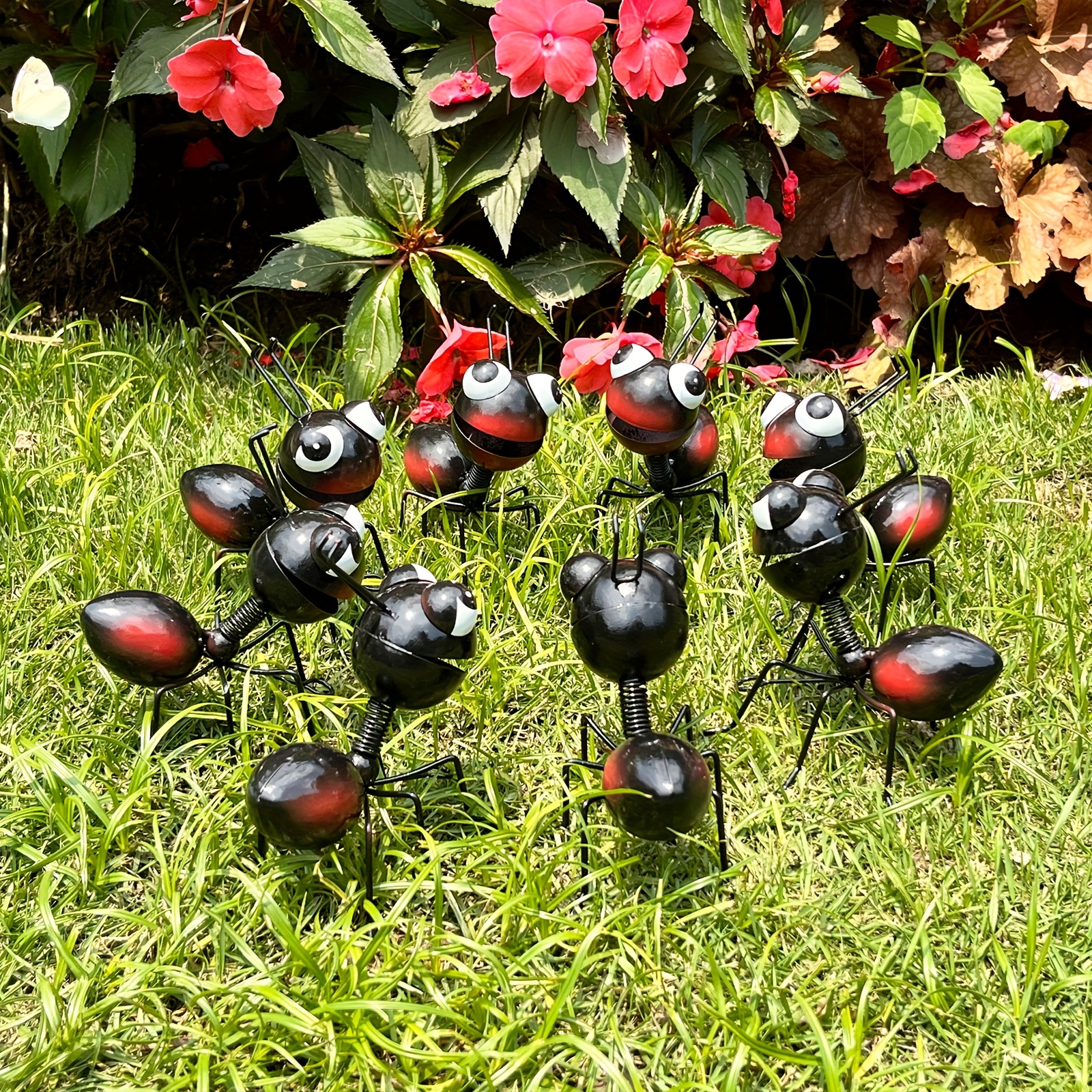 set of 8 black ants metal garden decor for outdoor cute ants yard art fence decorations lawn ornaments patio decor
