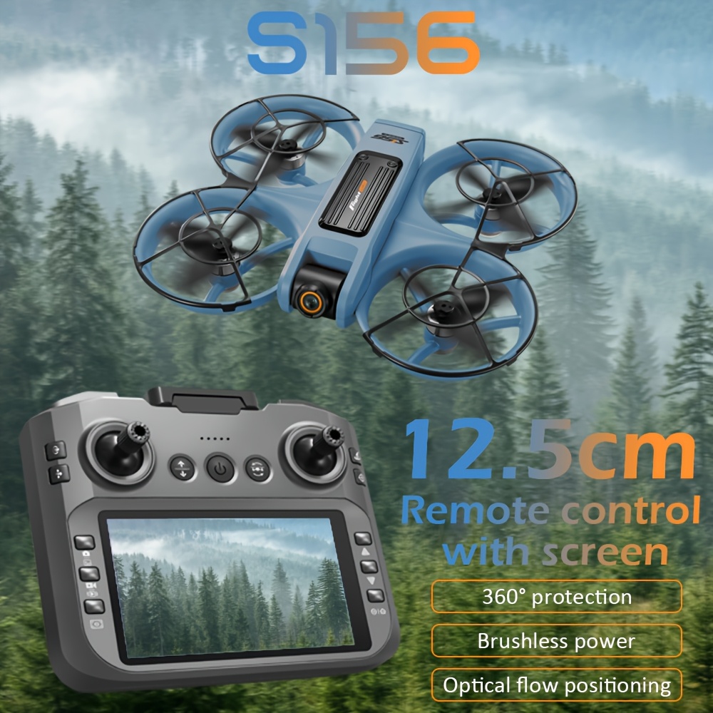 Dron S156 z optycznym przepływem, podwójna kamera ESC - bardziej kompleksowe kadrowanie, pilot zdalnego sterowania z ekranem - duży wyświetlacz 12,5 cm, silnik bezszczotkowy - mocny napęd, pozycjonowanie przez strumień świetlnym - stabilniejsze loty, swobodne przełączanie przerzedzenia na szybkość, regulowany tryb bezwładnościowy, nawigacja LED w ciemno, 360° ochrona - bezpieczny i antykolizyjny, odpowiedni dla dzieci i osób starszych, dron początkowej klasy,
