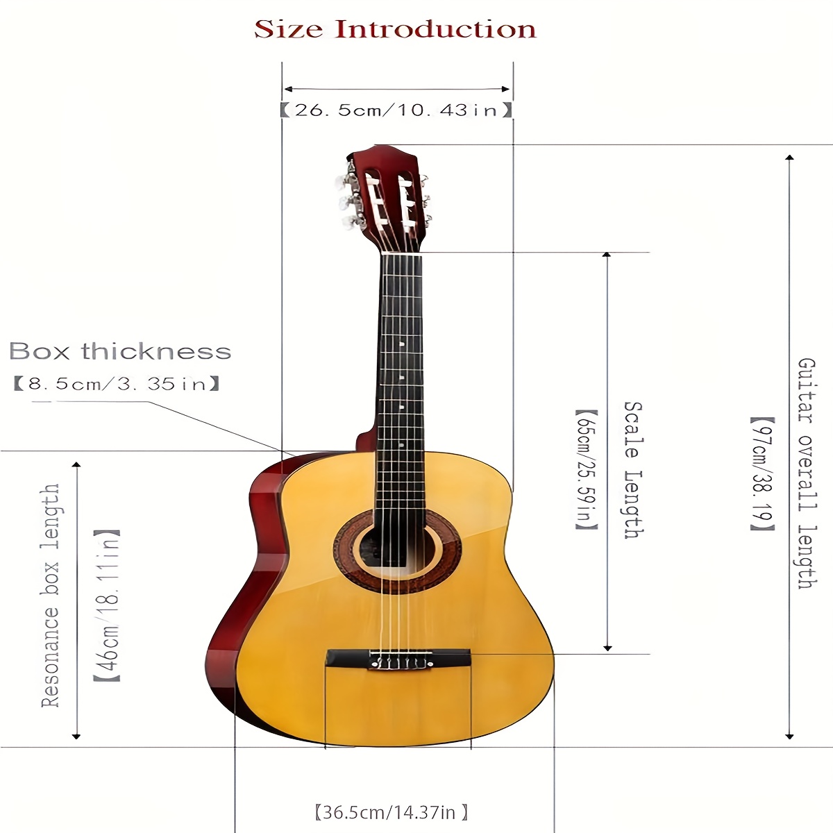 38-Inch Acoustic Wooden Classical Guitar - Ideal for Young... product image 6