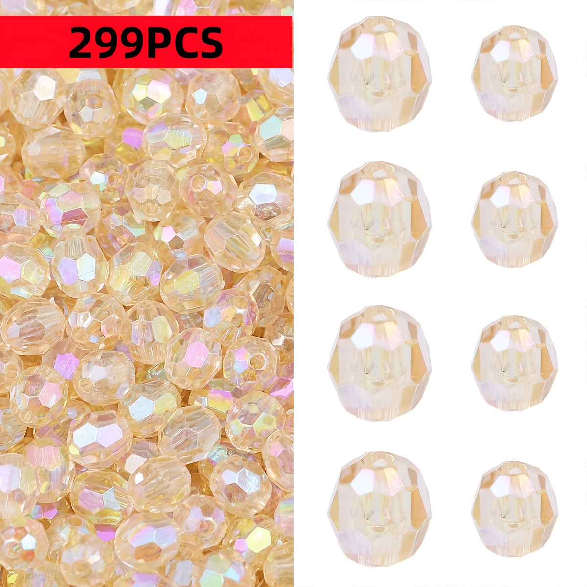 TEMU 299pcs Amber 8mm Acrylic Beads, Making Supplies, Spacer Beads For Bracelets, Necklaces, And Other Accessories, Beads & Bead Assortments