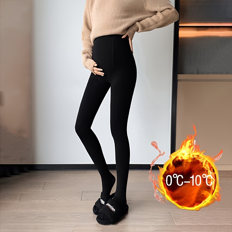 

Solid Plush Lined Tights, High Waist Thermal Leggings For Fall & Winter, Women's Stockings & Hosiery