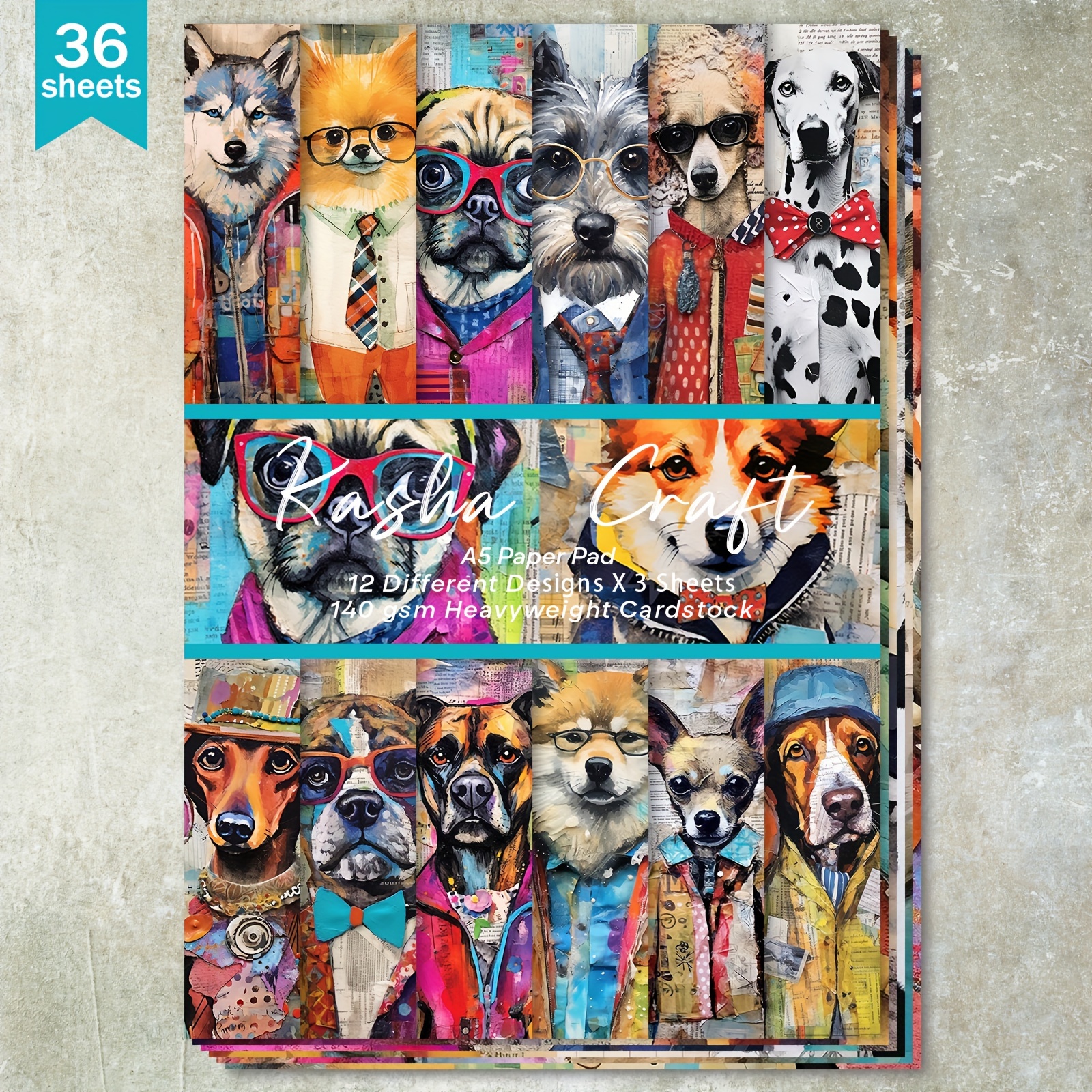 

36 A5 Dog Decorative , Fashionably Art, For Bullet Journals, Junk Journals, Greeting , Scrapbooking, And