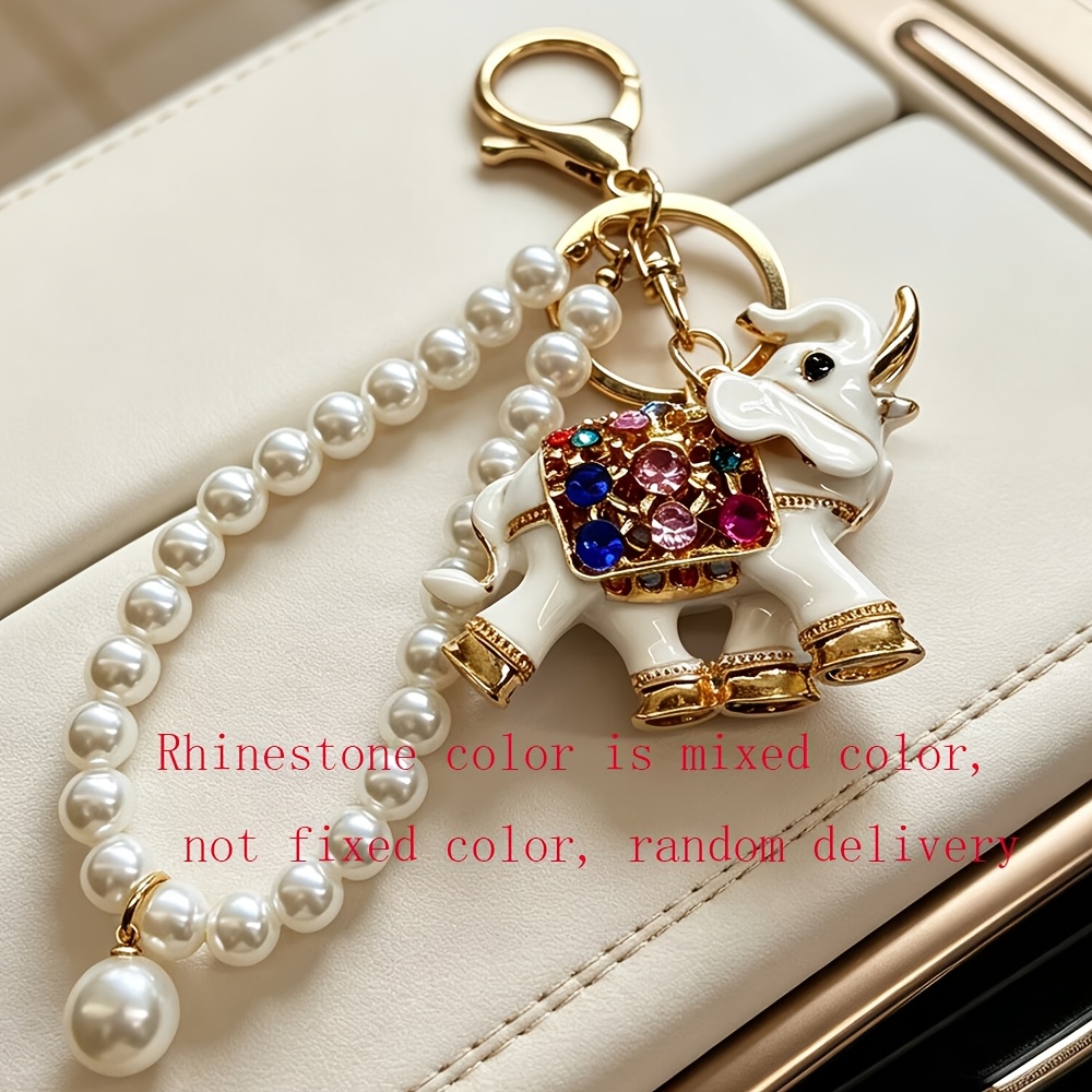 TEMU 1pc Fashion Metal Elephant Keychain-car Key Ring, Women' Additions, Holiday Gifts; Rhinestone Color Mixed Color Sent