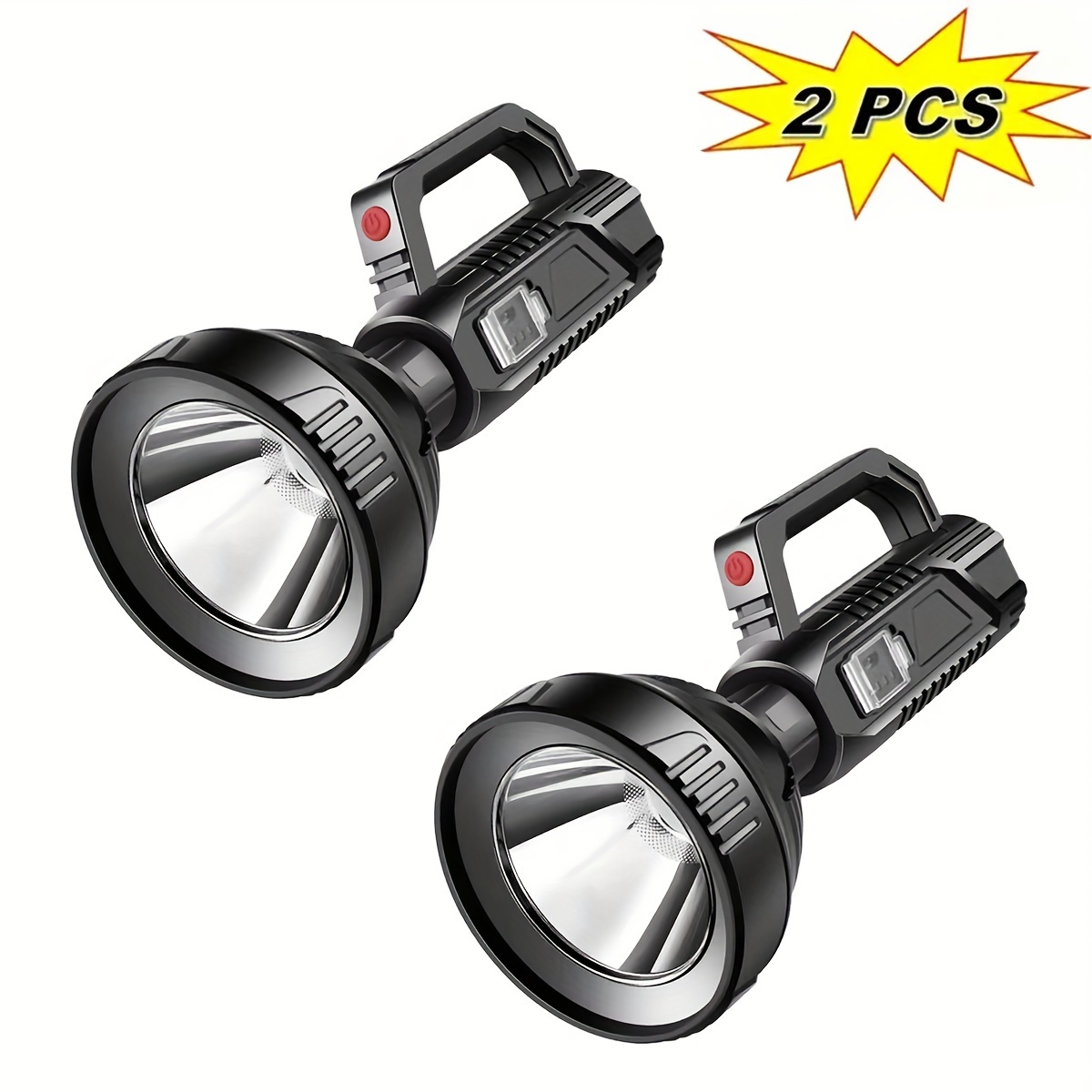 TEMU Two-piece Outdoor High-lighted Hand Light Usb High-capacity Flashlight Portable Outdoor Camping Light Emergency Patrol Light