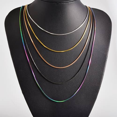5pcs pack light multi length lobster clasp width 1 5mm square snake chain necklace 304 stainless durable high quality vacuum electroplating single chain jewelry additions with our store