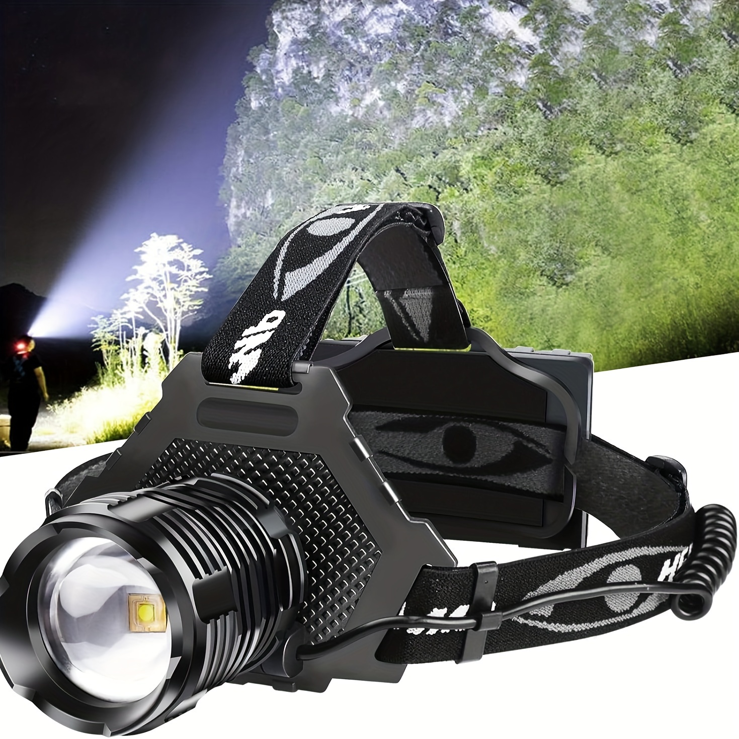 

1pc Rechargeable Led Headlights With 5modes Of Headlights, , Battery Level Display, Headlights, And Warning , Ideal For Camping, Running, Hunting, Exploration, And Fishing