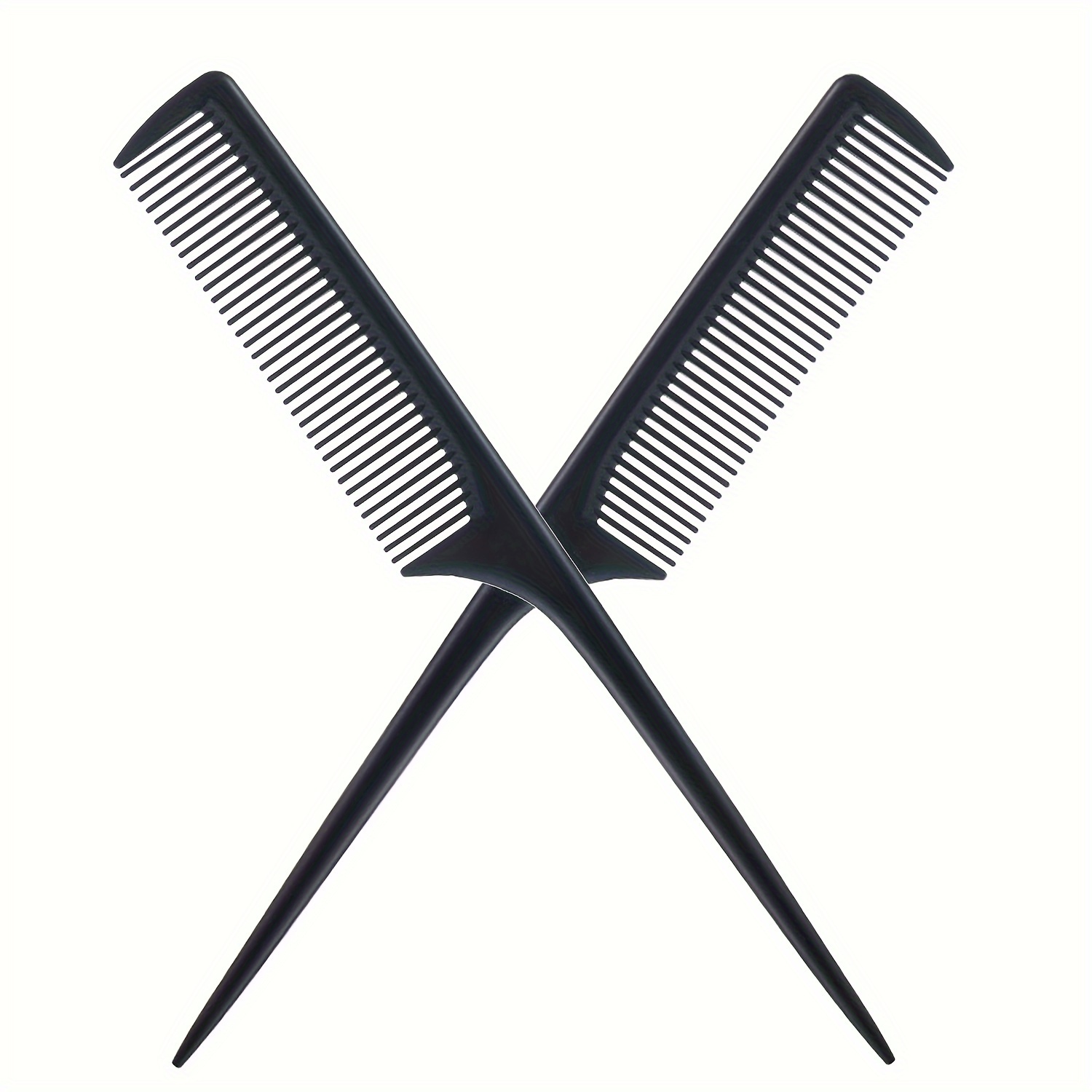 

2pcs Black Anti-static Tail Combs - Heat Resistant, Fine & Wide Tooth Styling Set For , Abs Plastic, Ideal For All Hair Types