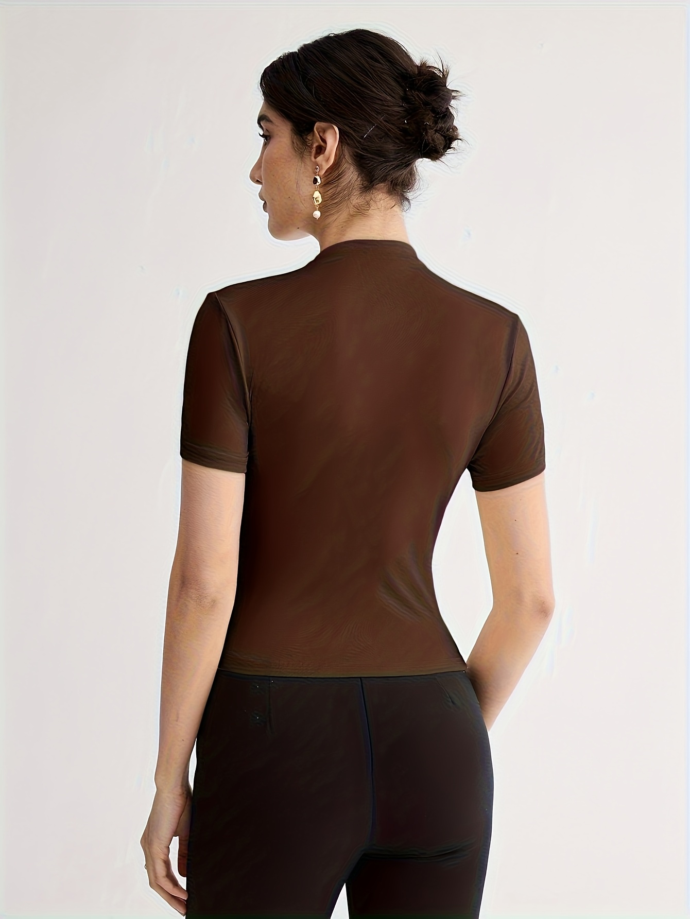 Summer New Arrival Design Sense Versatile Solid Color T-Shirt Short Sleeve Top with Shoulder Button Decor
