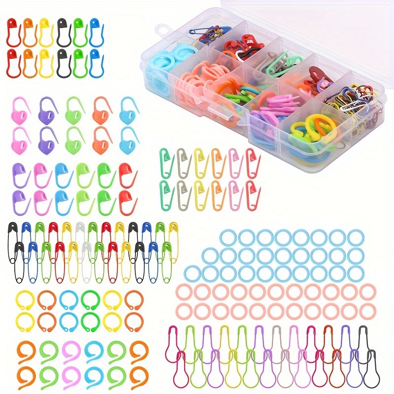 

209pcs Knitting & Crochet Stitch Marker Set With Storage Box & Needles, Plastic Locking Stitch Counters For Diy Crafts