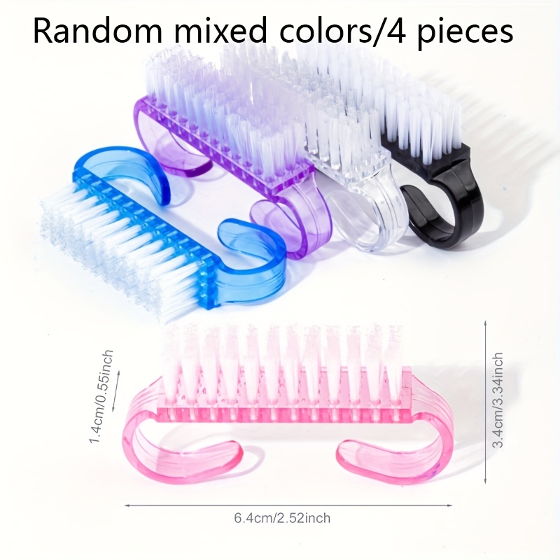TEMU Versatile Nail Brushes In Assorted Colors - Large & Small Spiral Dust Remover For Manicure, Plastic Nail Cleaning Tool With Ergonomic Handle, Ideal For Salon-quality Manicure & Pedicure