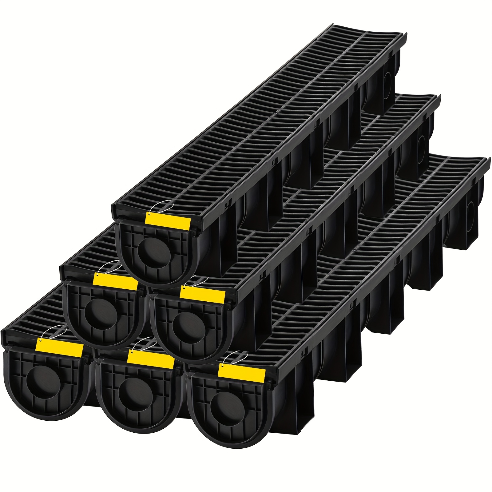   trench drain   9x7 5 inch hdpe channel drain with plastic grate   floor drain 5x39 trench grate   5 end caps for garden and   pack