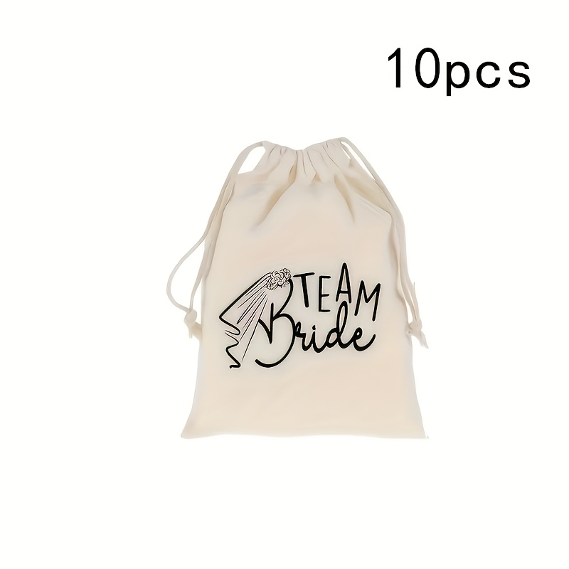 Image of Gift For Her/him Party Drawstring Gift Bag 10pcs Drawstring Pouch - \"bride\"" Or \""\"" Design, Ideal For Wedding Favors, Bachelorette Party Gifts, Bridesmaid Gifts"
