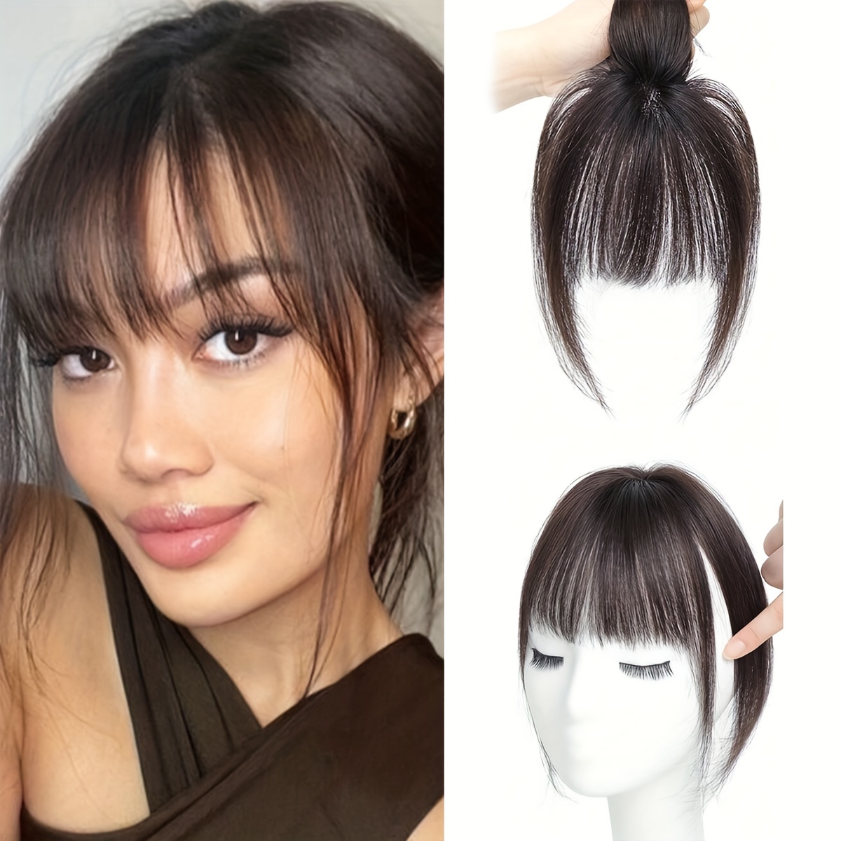 womens   clip in hair bangs synthetic fiber straight fringe hairpiece natural looking   volume lightweight suitable for all french bangs extension details 8