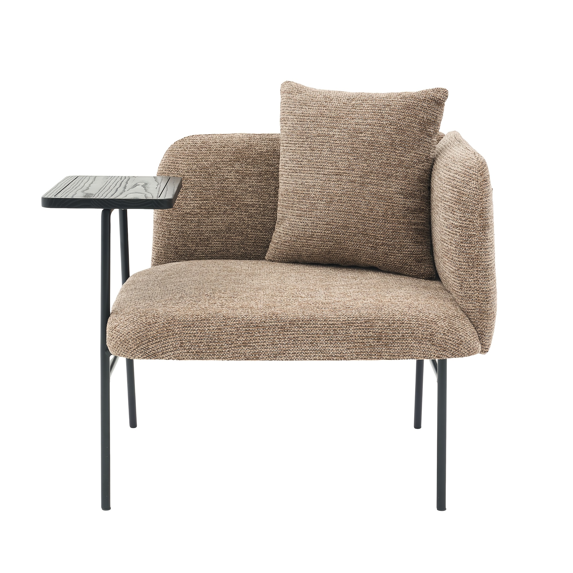 A Modern Armchair With A Practical Side Table, Featuring A Cushion And 2 Storage Spaces, Suitable For Living Rooms, Studies, And Bedrooms