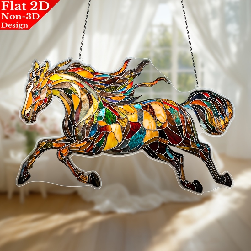 

1pc, 2d Flat Acrylic, Horse Suncatchers, Garden Suncatchers (11.8" X 7.4"), Elegant Hanging Decoration, Enhancing Your Study, Living Room, Gallery Wall, Or , A Best Gift For Equine Enthusiasts