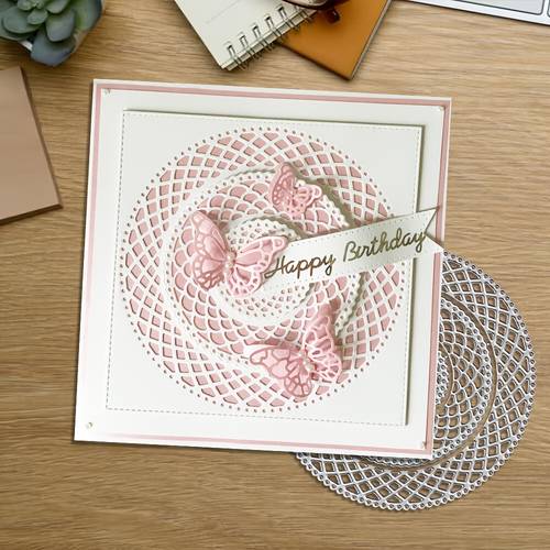 1pc creative grid circles or butterflies metal cutting die silver gray fantasy theme suitable for scrapbooking embossing handmade greeting card making gift card making