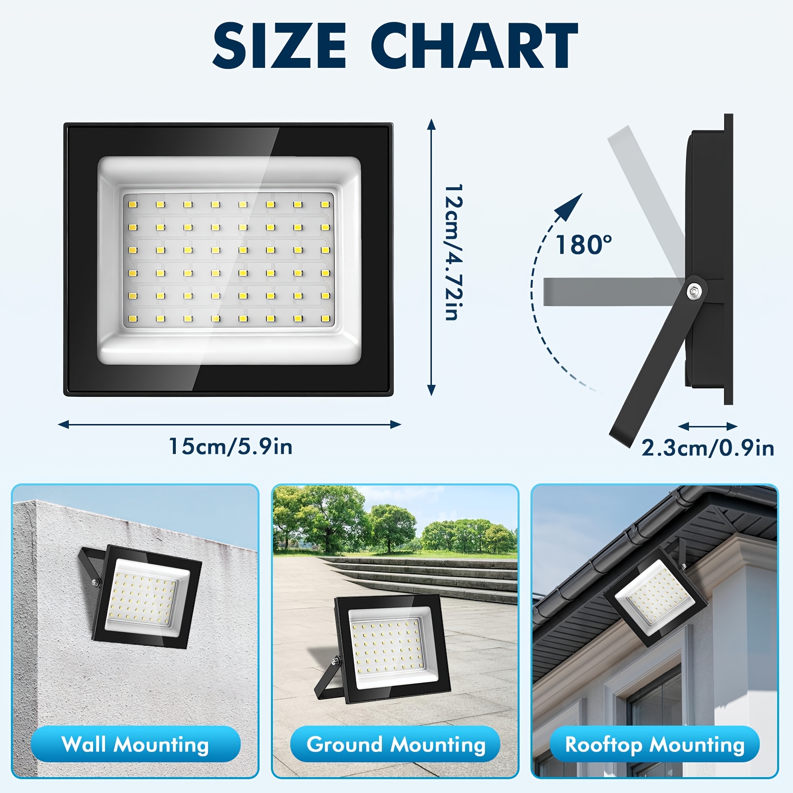 Image of 2pcs 50w Led Floodlights, Ip65 Outdoor Security Lights, 6500k Cool White High-brightness , Suitable For Garages, Gardens, Streets, Driveways, Patios, And Parking Lots.
