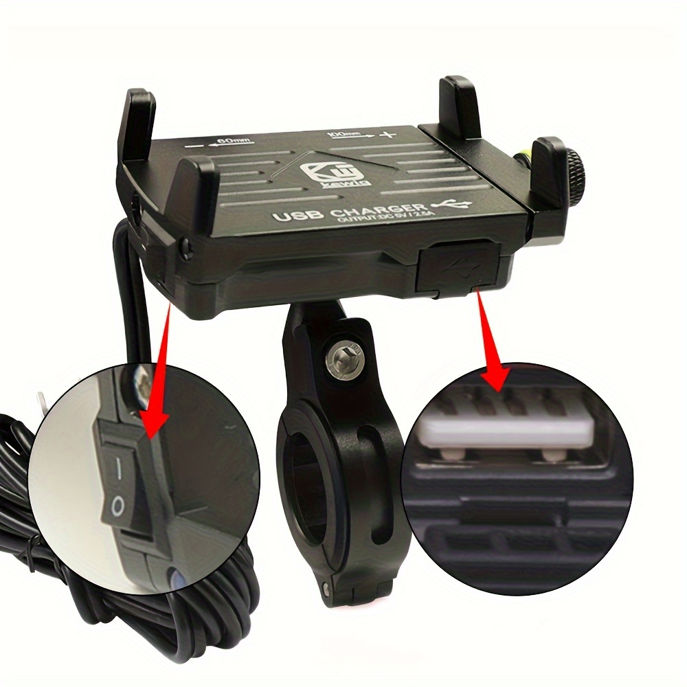 Motorcycle Mobile Phone Holder With USB Charger For Motorbike Handlebar GPS Stand Bracket Cell Phone Mount Support Holder Full Aluminum Alloy