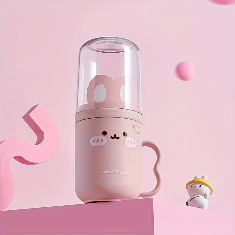 TEMU 1pc Odorless Travel Toothbrush Box And Mouthwash Cup Multi-role - Portable Plastic Toothpaste Cup, Cute Rabbit Design, Bathroom Mouthwash Cup,