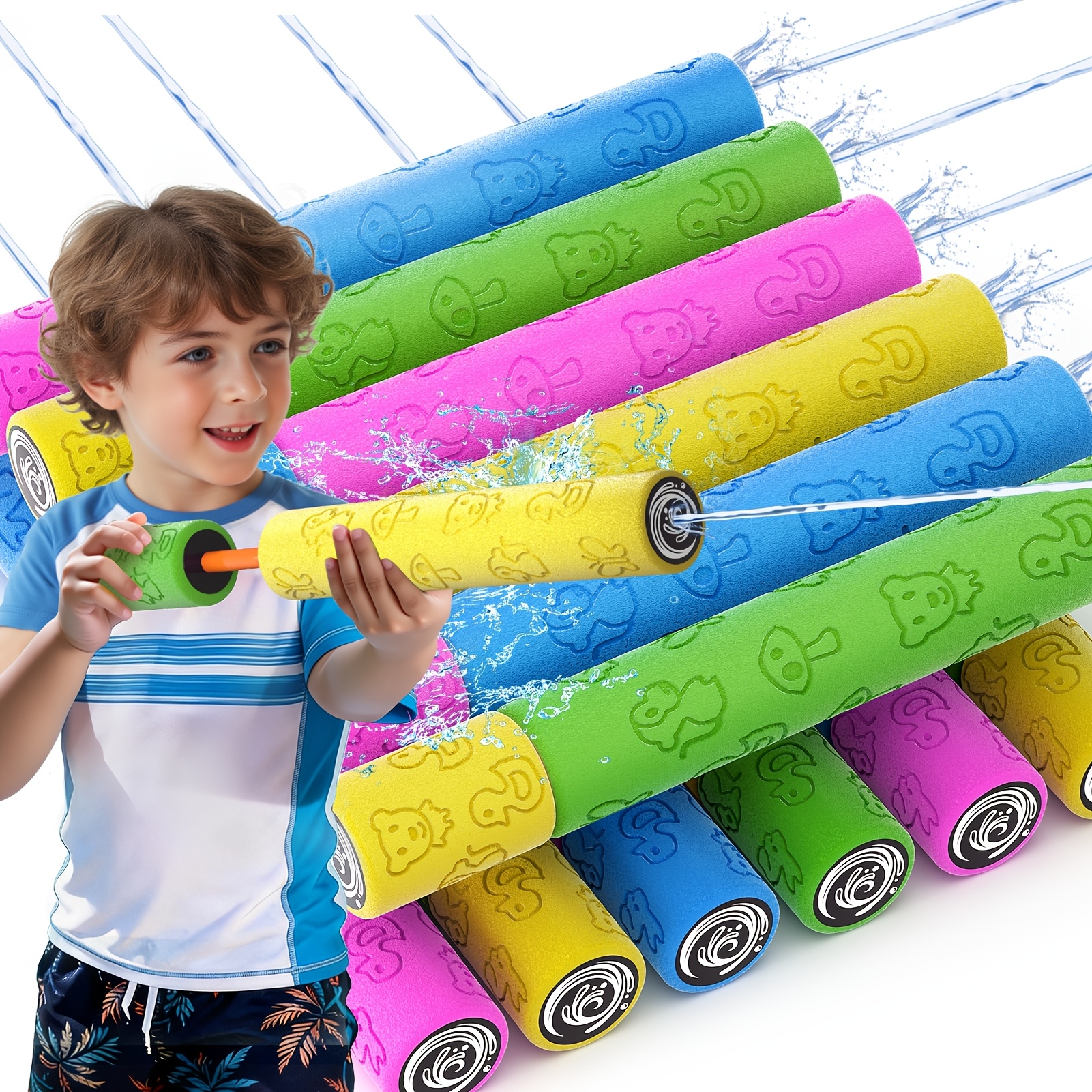 TEMU 6 /12pcs Foam Water Blaster Set - 30cm Toys For Kids, Summer Pool Beach Party Toys, Water Fight Soaker Toys For Boys And Girls Water Toys
