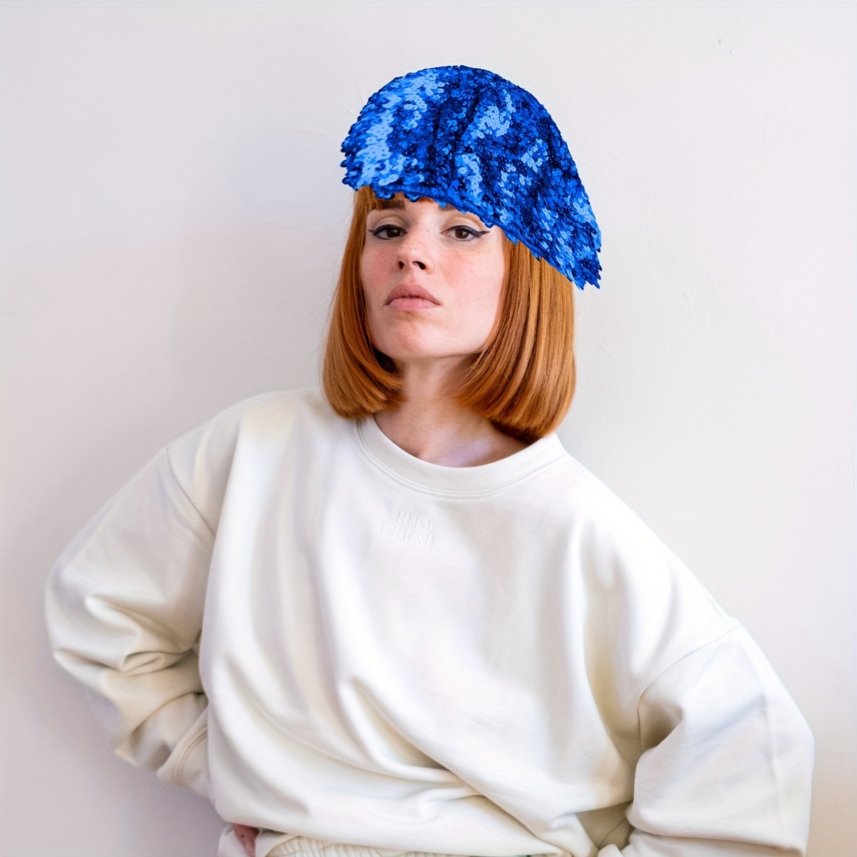 Women Sparkling Sequin Beret Hat Beanie Fashion Costume Accessory Comfortable Bling Beret Hats for Women Sequin Paris Artist Cap  main image 3