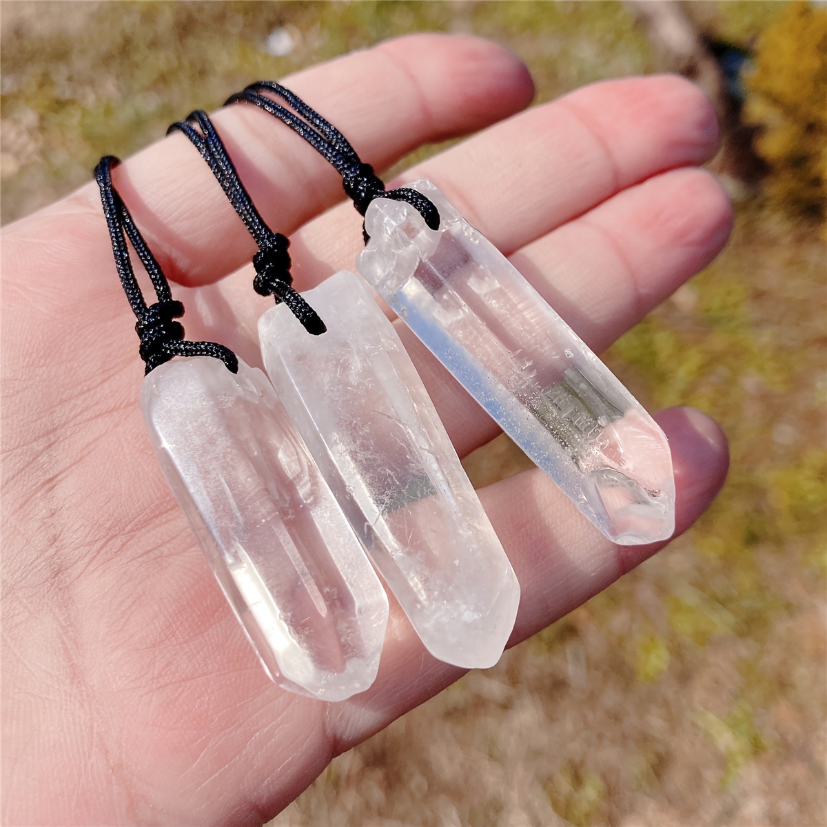1pc crystal quartz point gemstone pendant charms necklace for